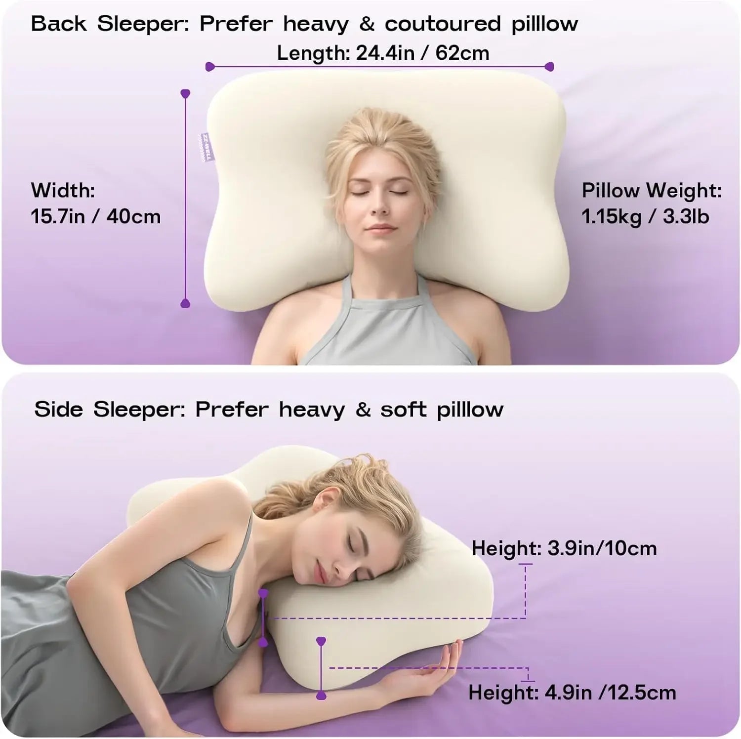 Ergonomic Memory Foam Pillow for Side Sleepers - Cooling Cover, High-Density Support for Neck and Shoulder Comfort Peaceful Pleasures Health and Wellness