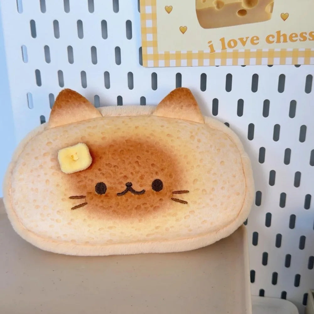Funny Roast Bread Siamese Cat Pencil Bag Blusher Cat Large Capacity Stationery Bag Design Cute Pencil Bag Cosmetic Peaceful Pleasures Health and Wellness style 1