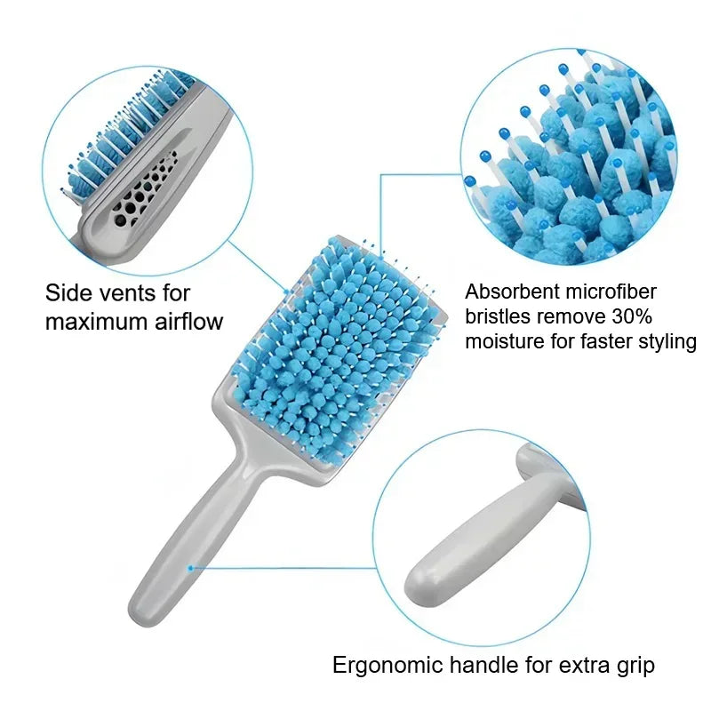 Microfiber Nylon Bristle Absorbent Drying Hairbrush | Wet Hair