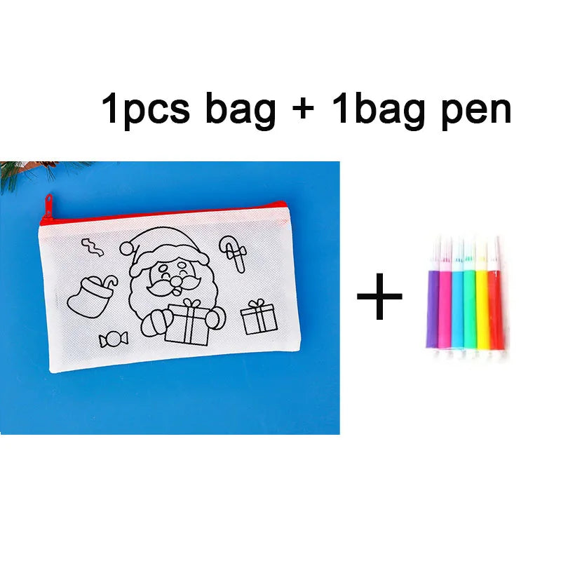 DIY Graffiti Pencil Bag Christmas Gifts Kids Filling Santa Claus