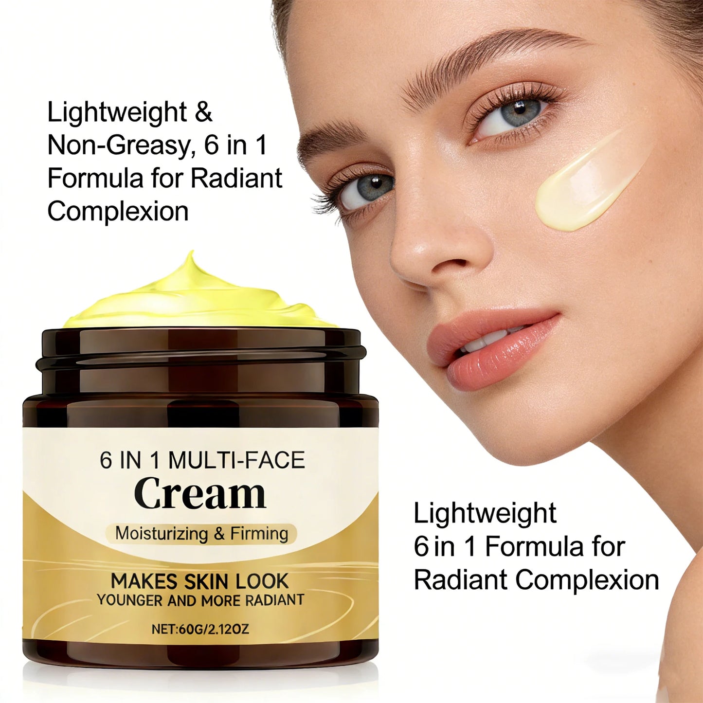 6 in 1 Multi Face Cream Moisturizing Firming Brightneing Skin Tone Nicotinamide Face Cream Lifting Tightening Face Skin Care Peaceful Pleasures Health and Wellness