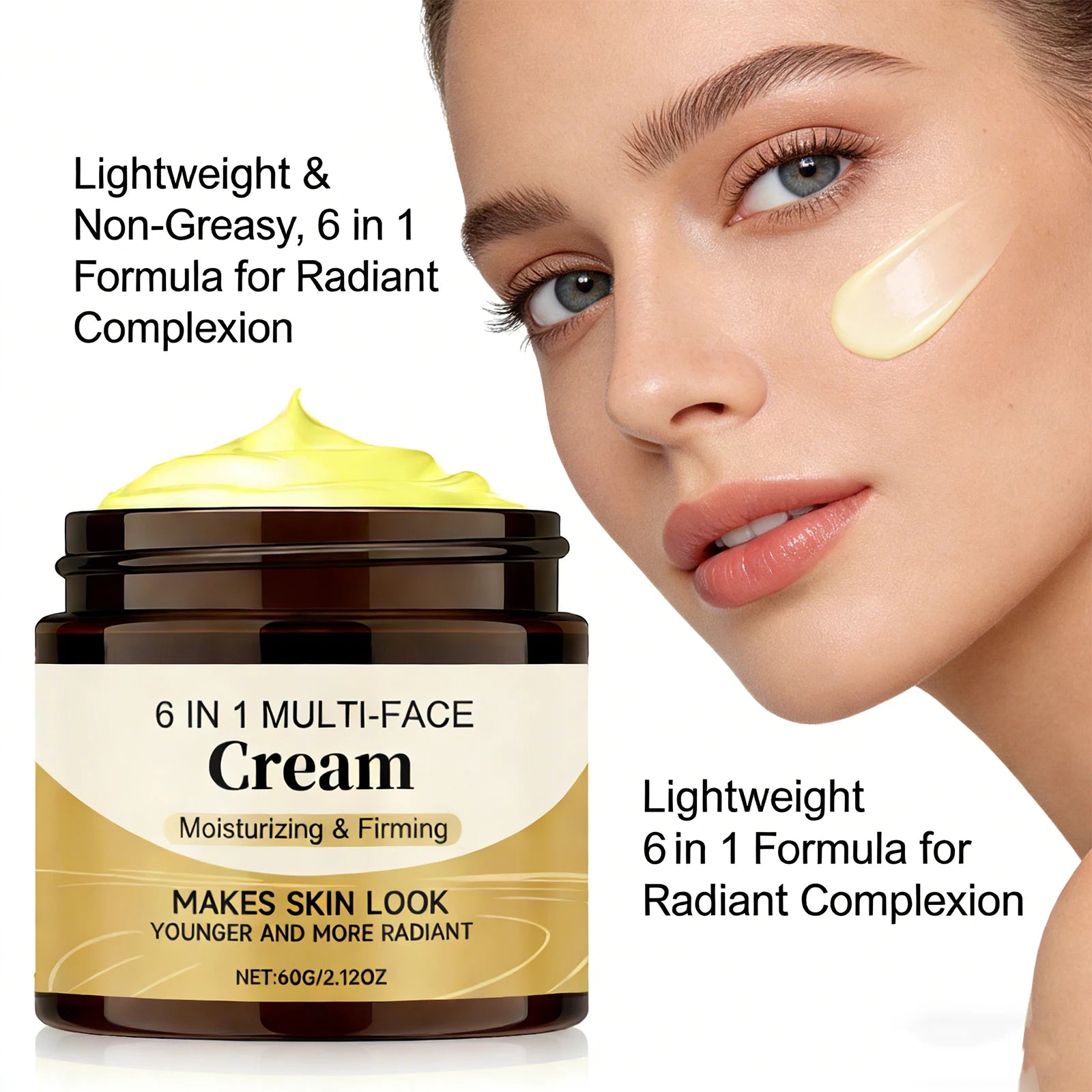 6 in 1 Multi Face Cream Moisturizing Firming Brightneing Skin Tone Nicotinamide Face Cream Lifting Tightening Face Skin Care Peaceful Pleasures Health and Wellness