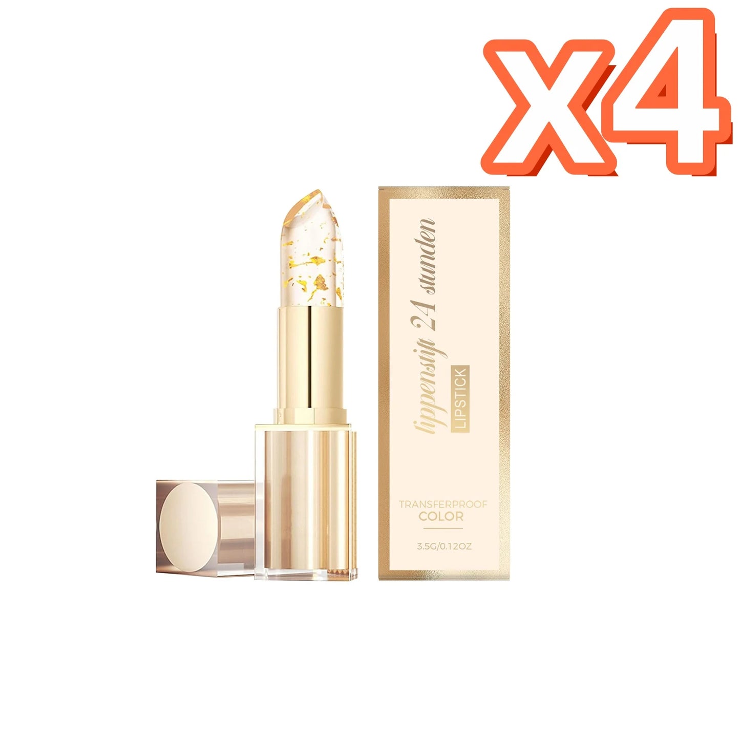 Gold Foil Color Changing Lipstick Fade Lip Line Enhance Plumpness Moisturizing Lip Perfect Daily Makeup Hyaluronic Acid Lip Balm Peaceful Pleasures Health and Wellness 3.5g Boxed X 4PCS
