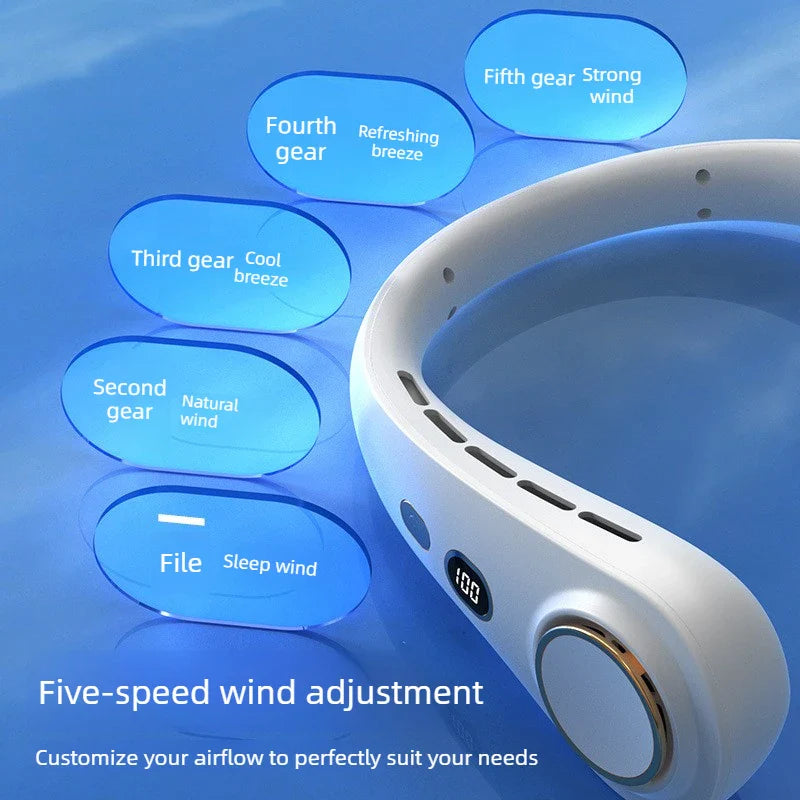 Portable Bladeless Neck Fan – Rechargeable Wearable Cooler