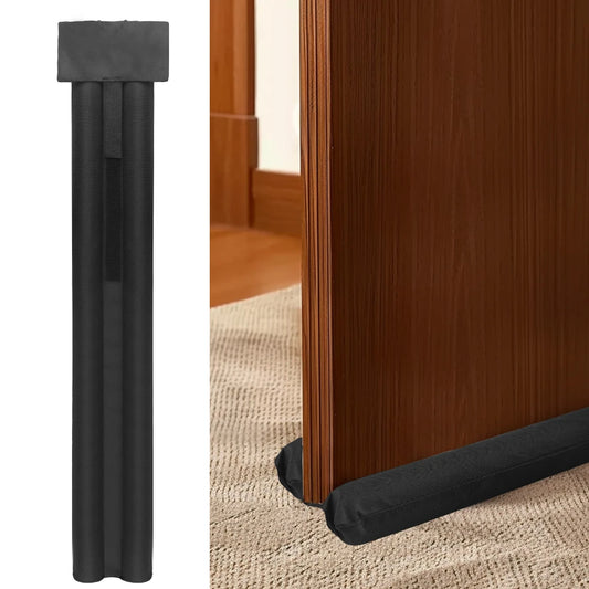 Windproof Seal Strip Draught Excluder Stopper Door Bottom Guard Double Protector Doorstop Dustproof Blocker Sealer Soundproof Peaceful Pleasures Health and Wellness Black 17X90CM