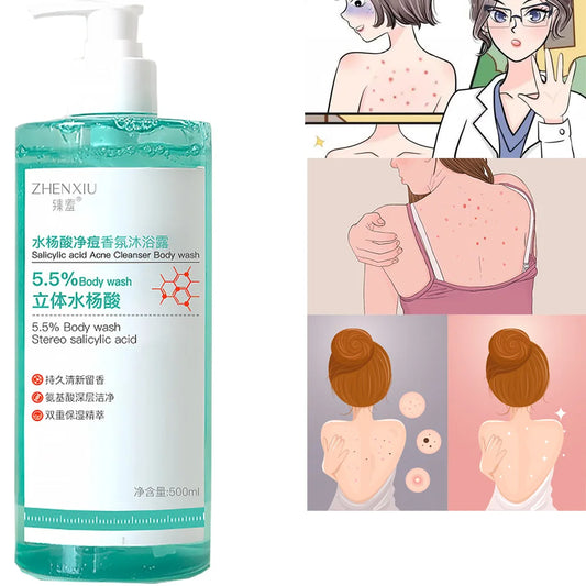 16.9 oz Salicylic Acid Body Wash, Gentle & Smoothing Mild Exfoliating Daily Acne Body Wash Deep Cleanses Back Acne and Sebum Peaceful Pleasures Health and Wellness Anti-Acne