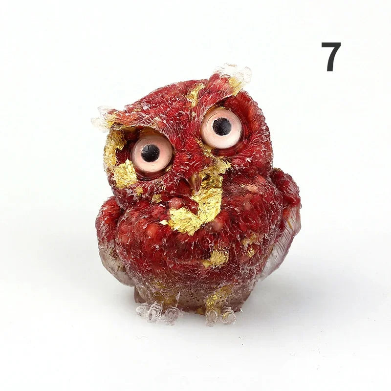 Natural Crystal Stone Gravel Owl Animal Crafts Hand Made Small