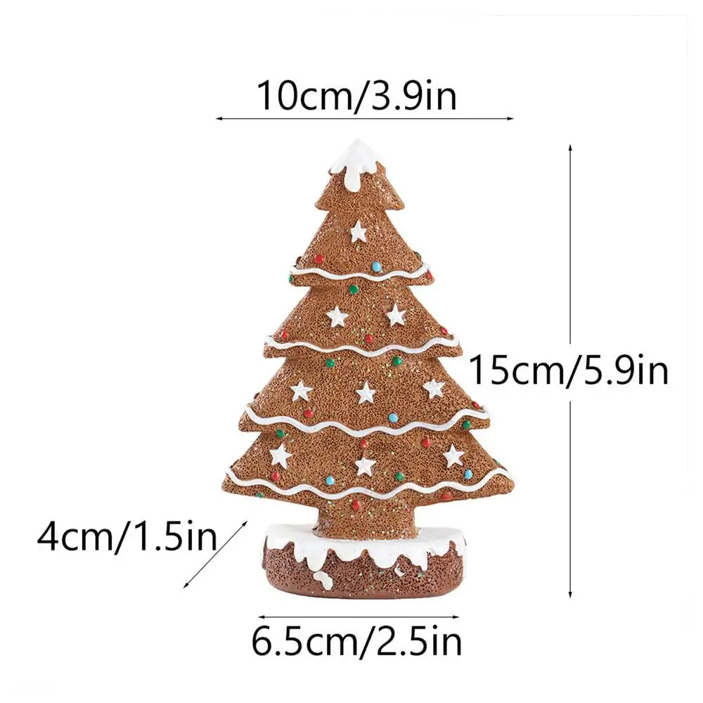 Table Christmas Tree Gingerbread Holiday Statue Gingerbread Tree Figurines Christmas Decorations For Holiday Indoor Desk Shelf Peaceful Pleasures Health and Wellness Brown China Mainland