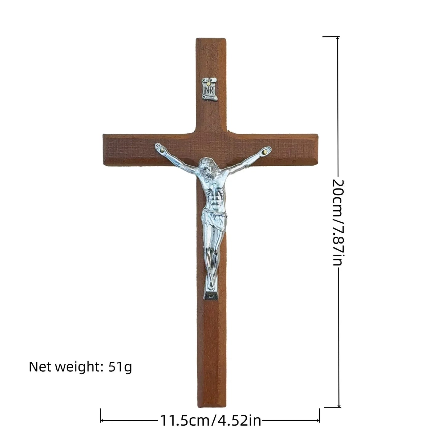 7.8" Hand Carved Wooden Cross – Wall Hanging & Table Decor