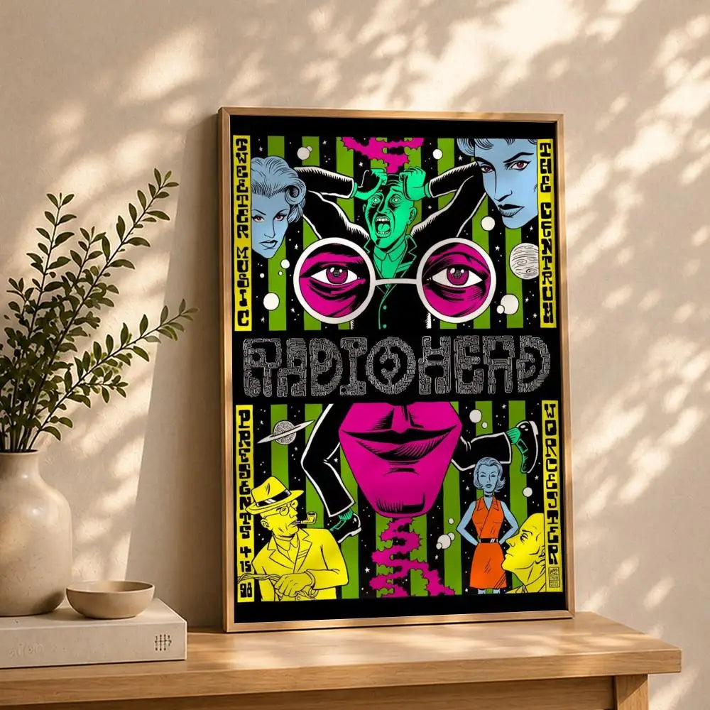 Band R-RadioheadS Poster HD Self Adhesive Waterproof Wall Art Ideal for Home Office Dorm Bedroom Great Gift Peaceful Pleasures Health and Wellness White7 50X70cmNoframe