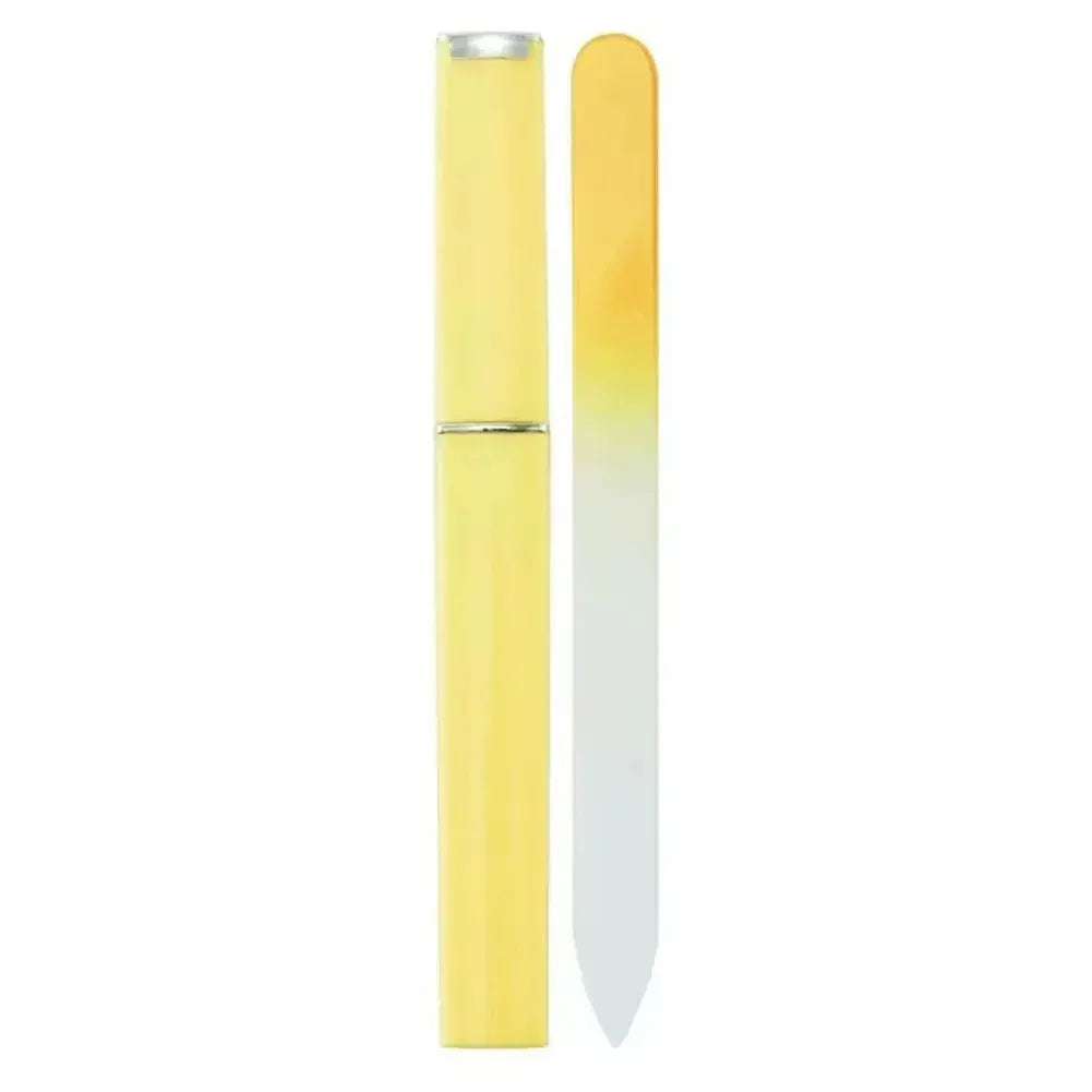 Crystal Glass Nail File with Case — Double-Sided Polish Nail Art Tools Peaceful Pleasures Health and Wellness yellow