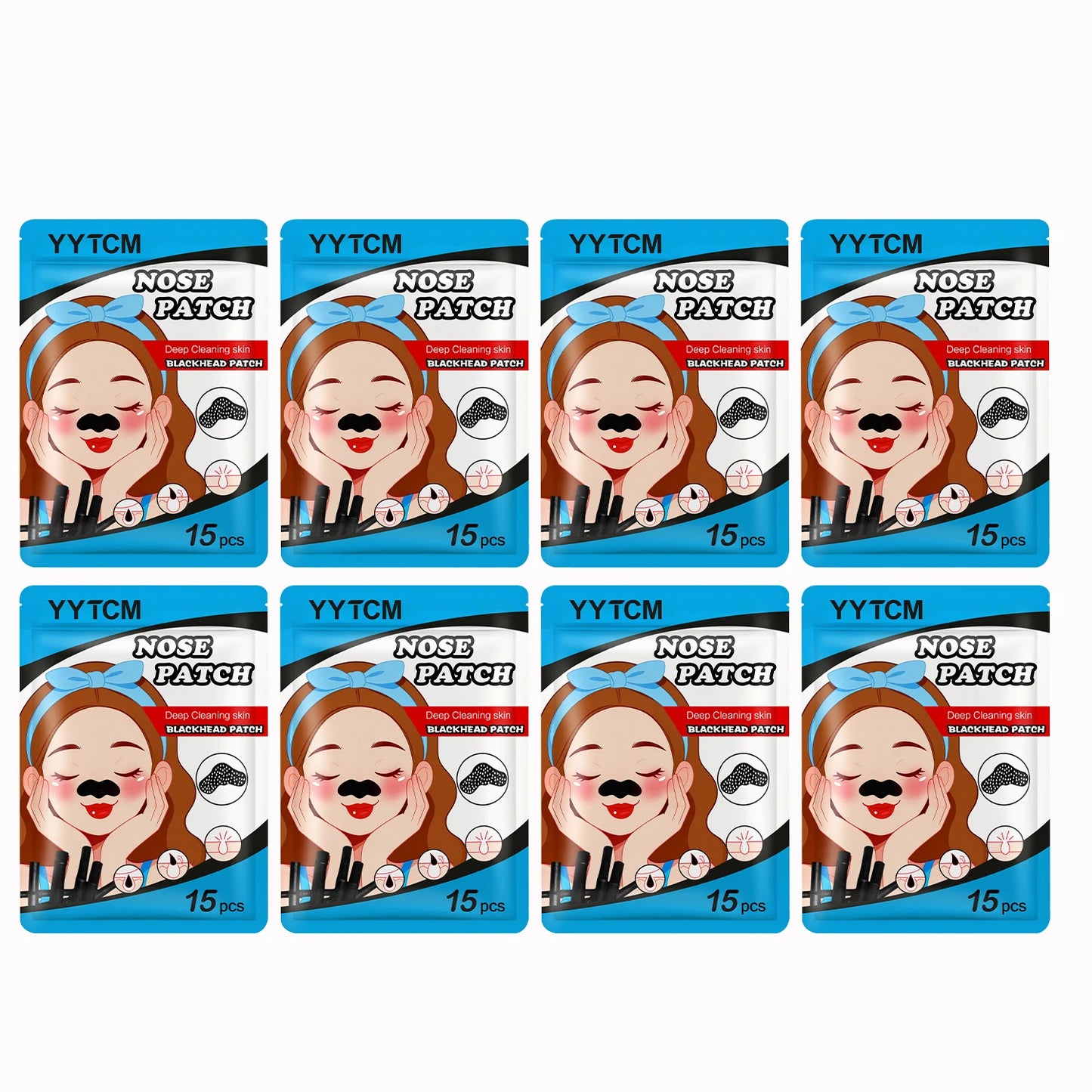 Blackhead Nose Patch, Charcoal Face Nose Mask Deep Cleansing Blackhead Removal Comedone Peel Off Mask 15Pcs/Bag Peaceful Pleasures Health and Wellness 8 Bags 120 Pieces