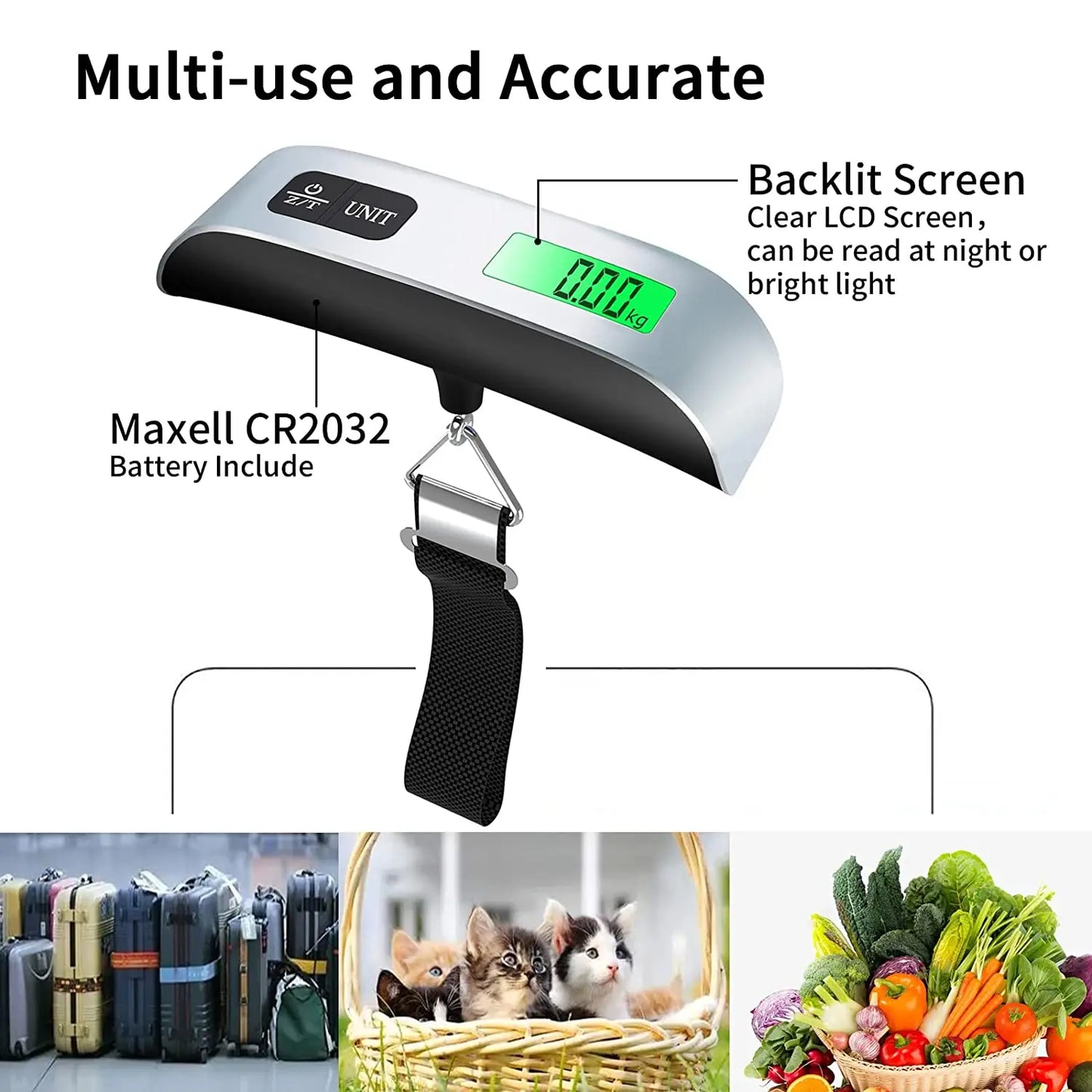 1pcs Portable Scale Digital LCD Display 110lb/50kg Electronic Luggage Hanging Suitcase Travel Weighs Baggage Bag Weight Balance Peaceful Pleasures Health and Wellness