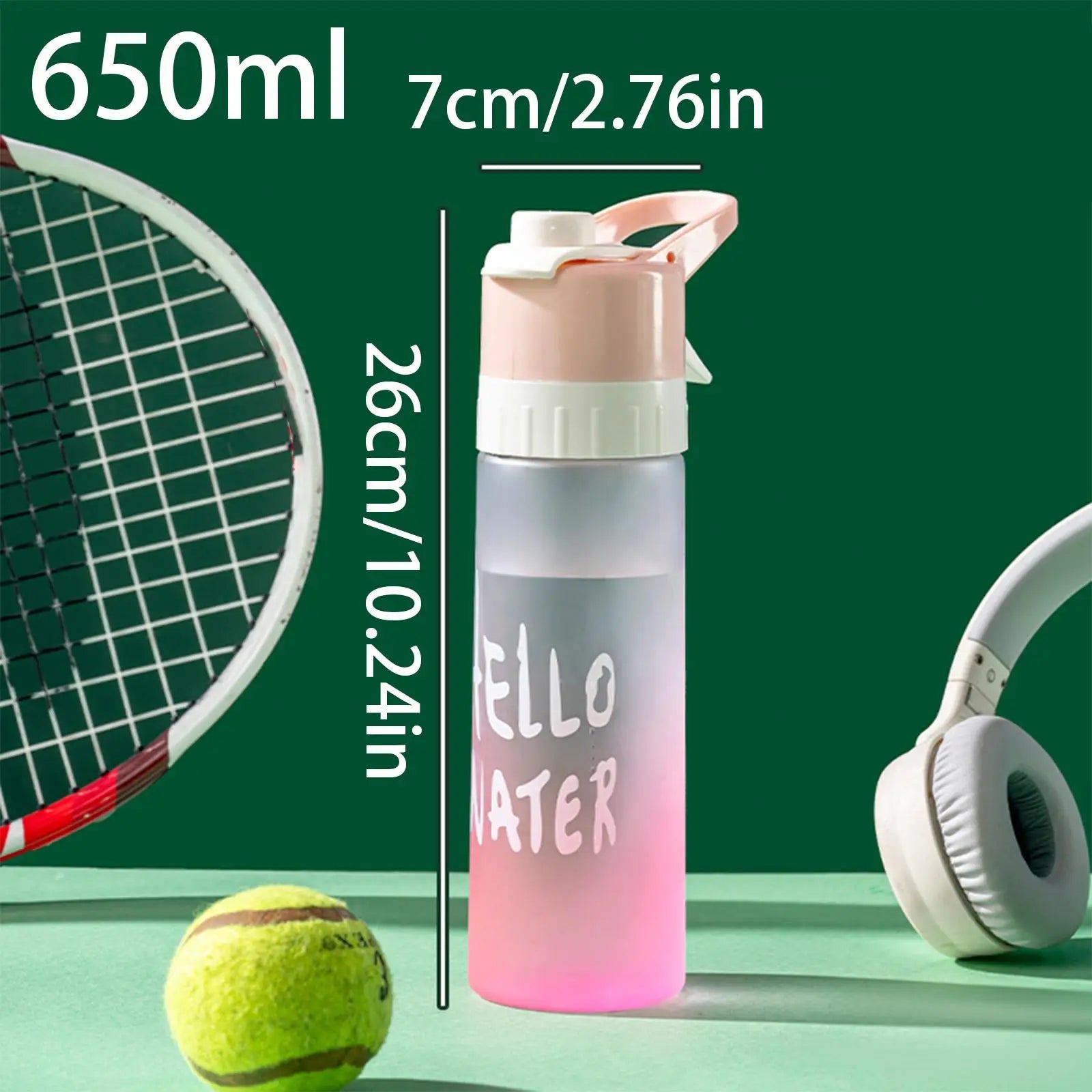 Mister Water Bottle Portable Large Reusable Flask 650ml Drinking Mist Sip Water Bottles For Adults Women Men Indoor Outdoor Peaceful Pleasures Health and Wellness