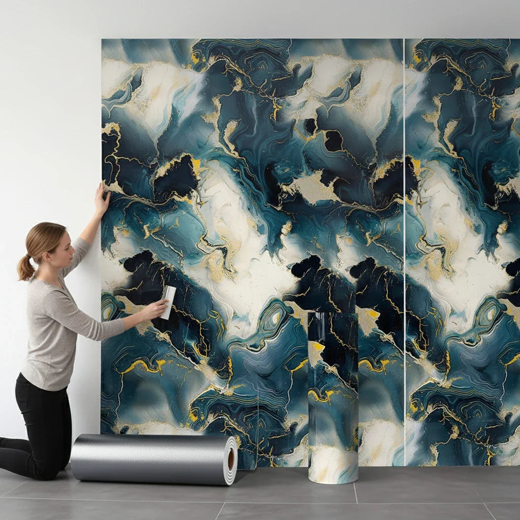 Self-Adhesive Marble Wallpaper | Waterproof Faux Tile Sticker