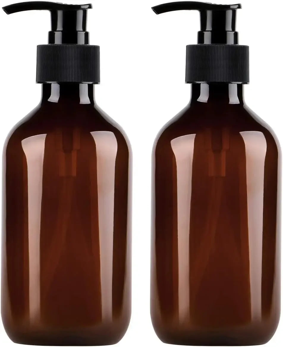 1PCS 300/500ML Portable Empty Pump Dispenser Bottles Shampoo and Conditioner Dispenser Durable Refillable Containers Peaceful Pleasures Health and Wellness Tea color--300ml