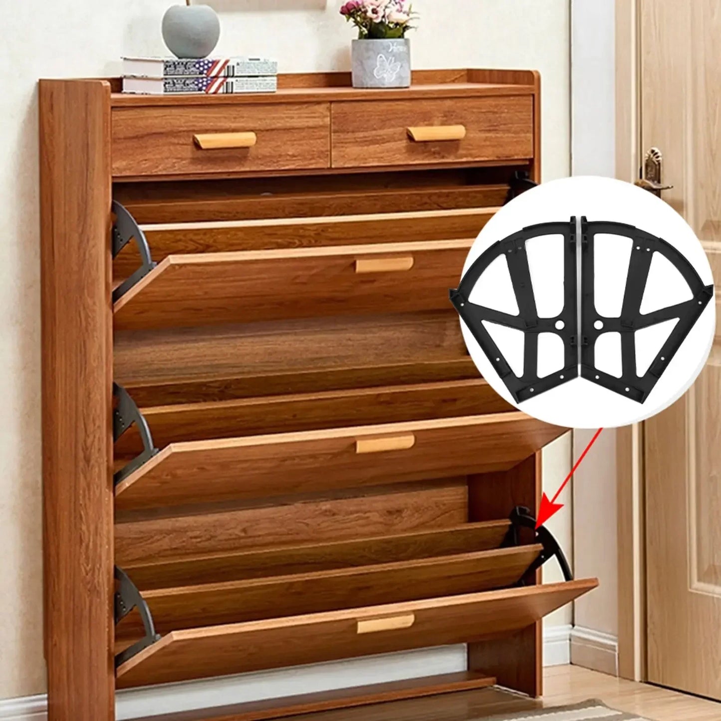 Home Furniture Shoes Drawer Cabinet Hinge Plate Frame Turning Rack