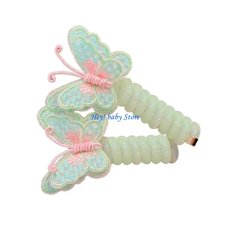 Telephone Cord Hair Ties for Girls – Coil Scrunchies 5 Colors