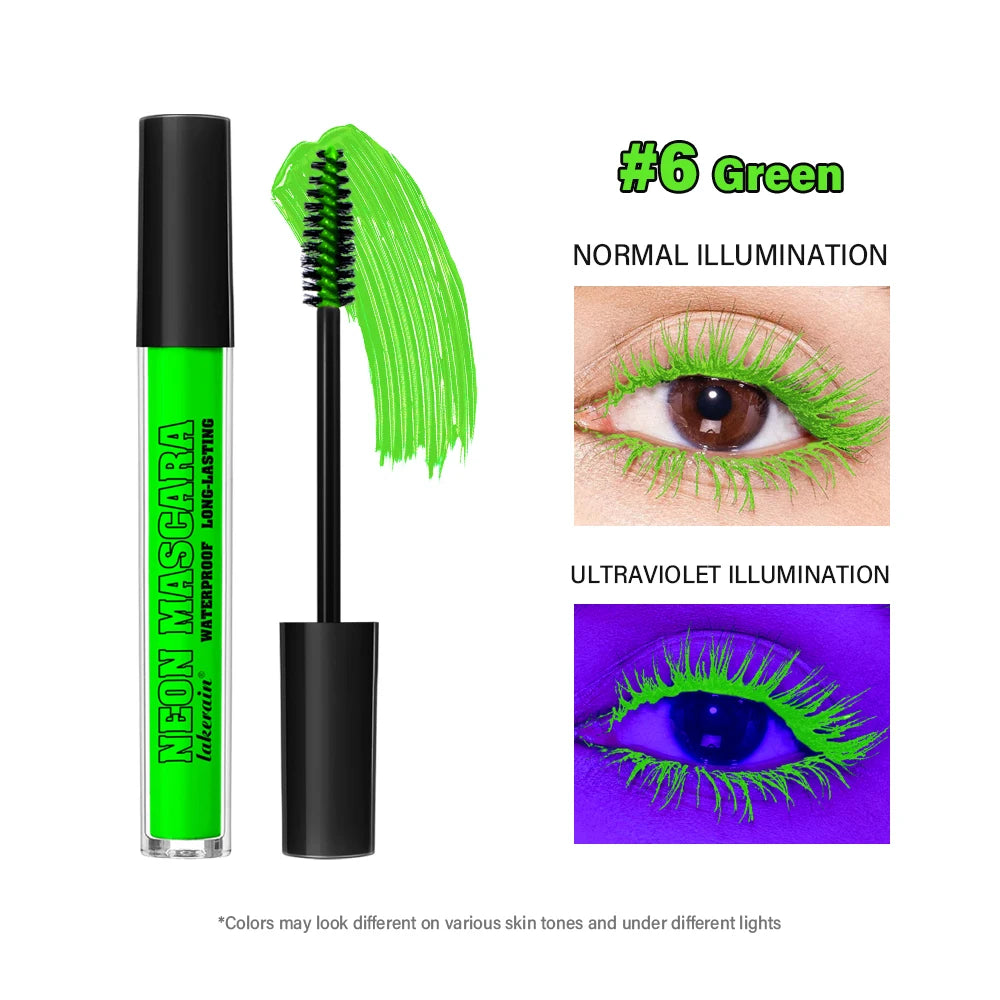 Color Mascara Thick Curl Waterproof Natural Eyelash Long Lasting Blue White Green Pink Luminousk Eye Makeup Korean Cosmetics Peaceful Pleasures Health and Wellness 6Green