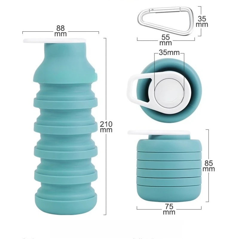 Silicone Collapsible Travel Sports Water Bottle 600ml