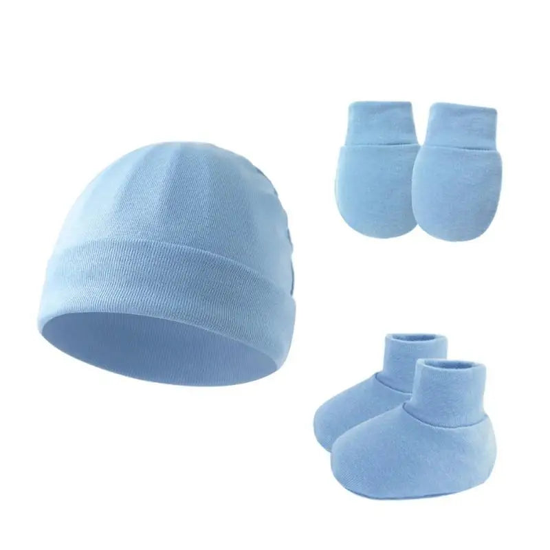 Newborn Baby Hat Gloves & Booties Set – Soft Cotton 0–9M
