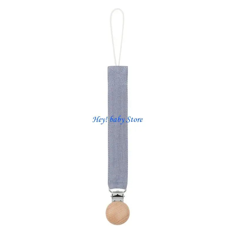 Baby Pacifier Clip Chain Holder | Cotton, Metal & Beech Wood