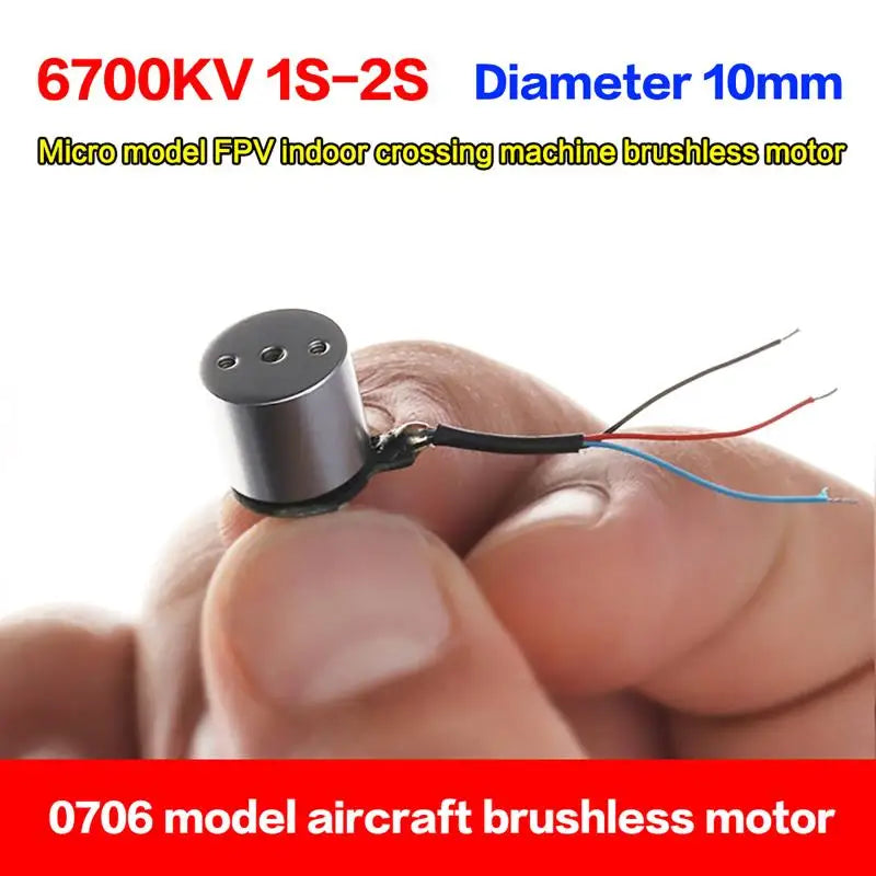 8mm*10mm Micro 0706 Airplane Brushless Motor BLDC 6700KV 1S-2S Micro Airplane FPV Indoor Crossing Machine Brushless Motor Peaceful Pleasures Health and Wellness