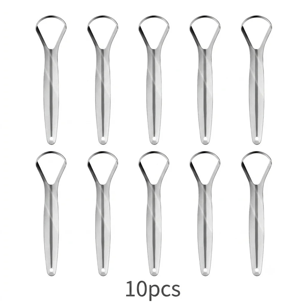Clean Tongue Scraper Tongue Remover Halitosis Tongue Coating Oral Care Tongue Scraping Brush Stainless Steel Oral Cleaner Tools Peaceful Pleasures Health and Wellness 10PCS