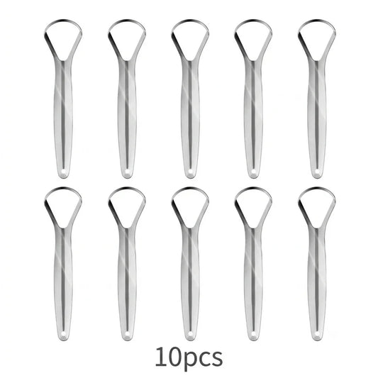 Clean Tongue Scraper Tongue Remover Halitosis Tongue Coating Oral Care Tongue Scraping Brush Stainless Steel Oral Cleaner Tools Peaceful Pleasures Health and Wellness 10PCS