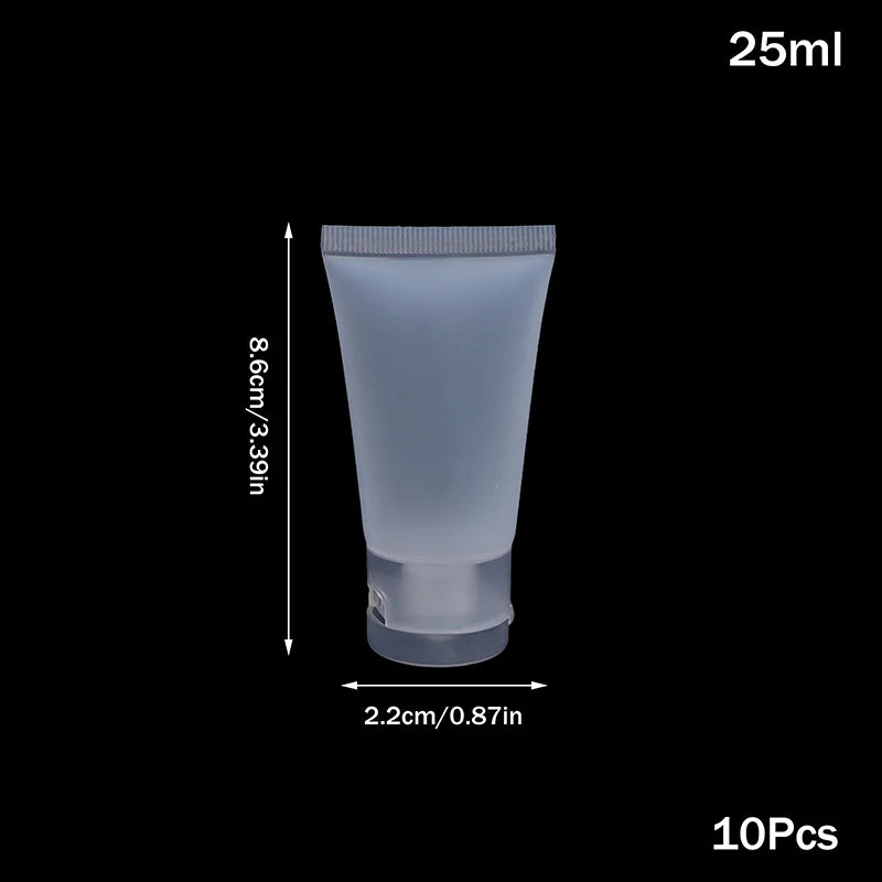 10Pcs Refillable Clear Lotion Containers for Travel Medical Supplies Peaceful Pleasures Health and Wellness 25ml flip cover
