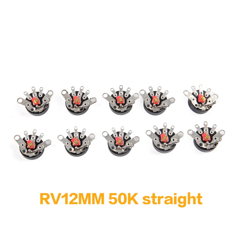 10Pcs/set Straight Angle Radio Potentiometer RV12MM B103 B10K B503 B50K Power Amplifier Volume Potentiometer With Switch Peaceful Pleasures Health and Wellness 50K straight 10pcs