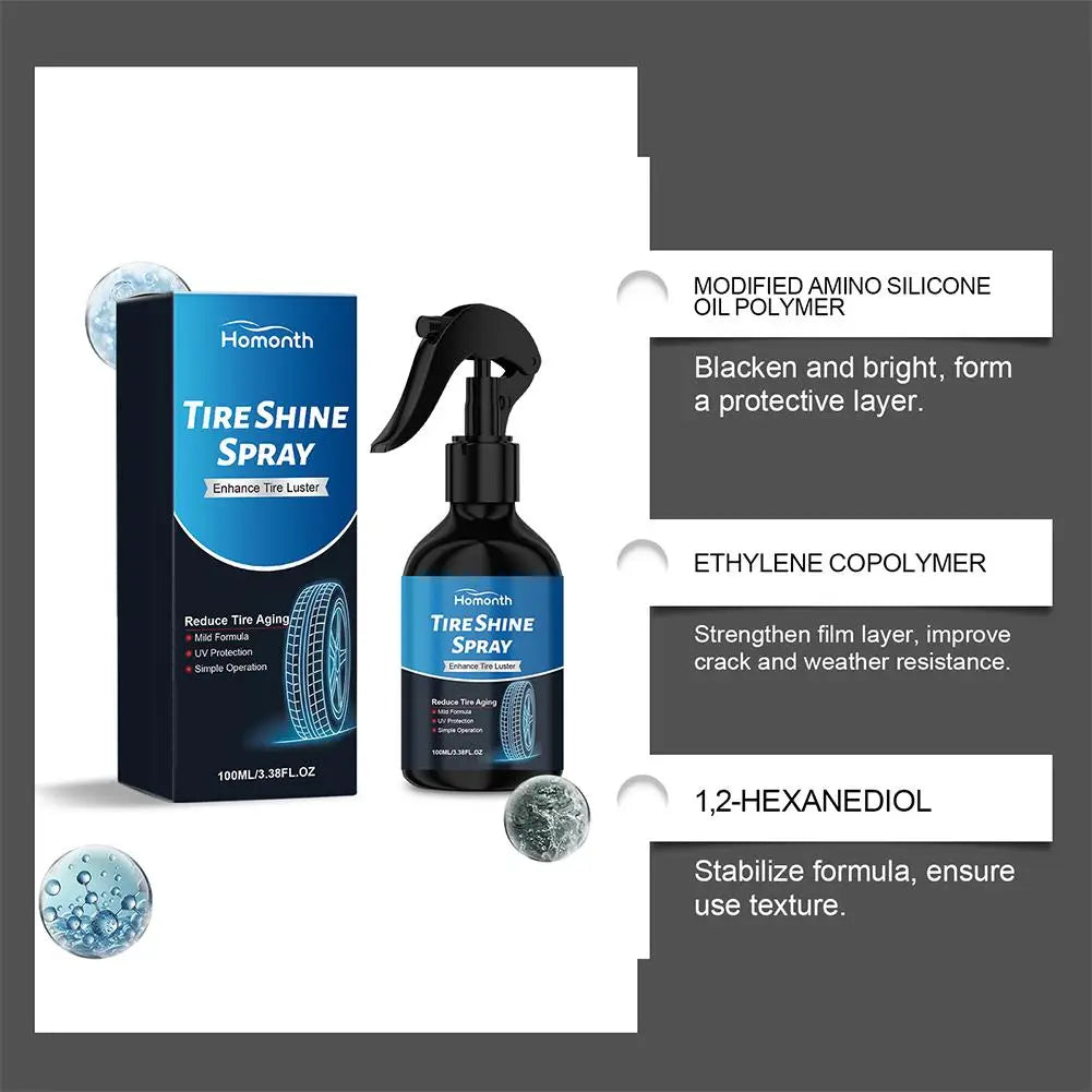 100ml Tire gloss spray Shine Spray Automotive Clear Coat Tire Dressing Liquid Restore Tire Enhance Tire Luster Peaceful Pleasures Health and Wellness