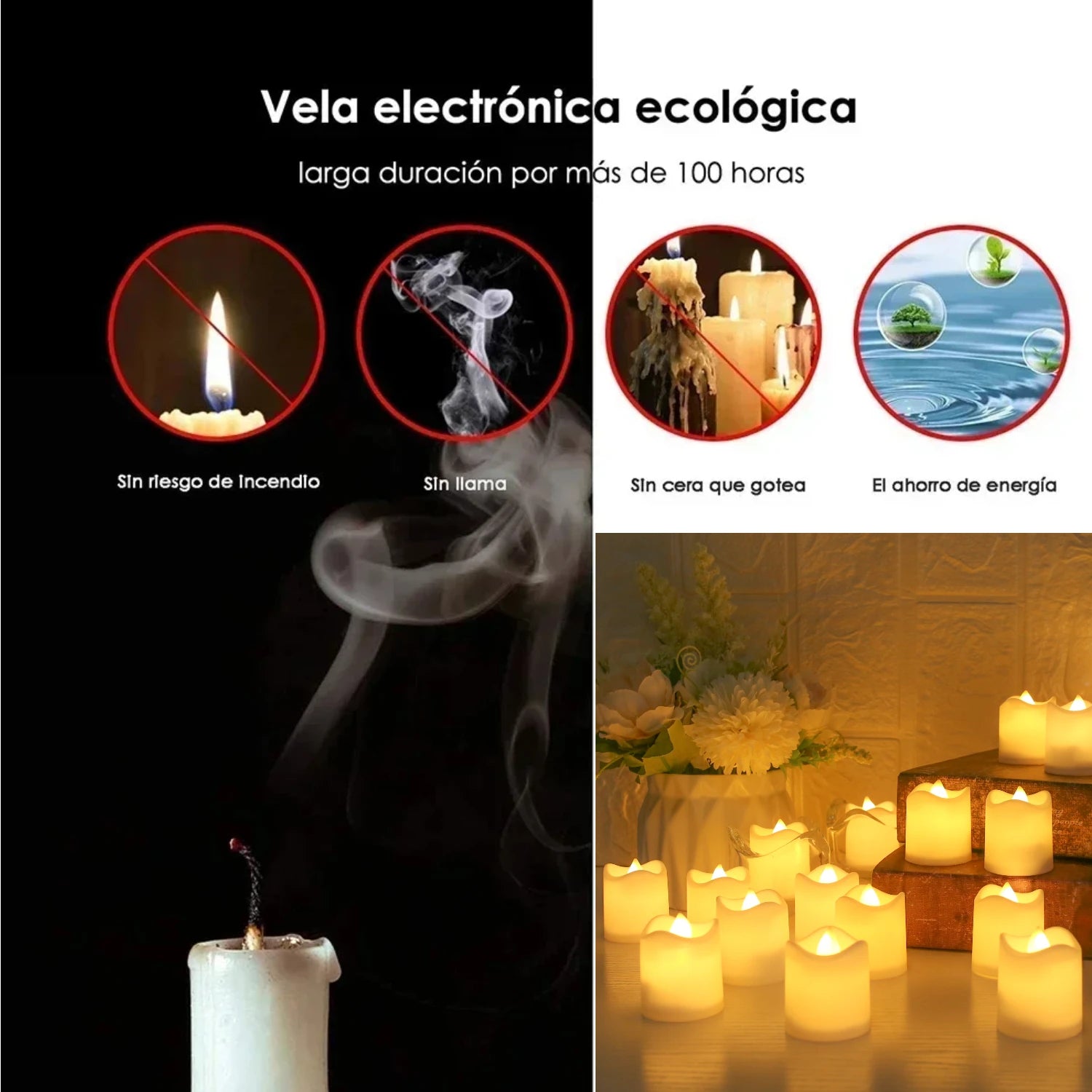 24/48Pcs Flameless LED Candle Battery Operated Realistic Wishing Tea Lights Warm White for Wedding Christmas Halloween Decor Peaceful Pleasures Health and Wellness