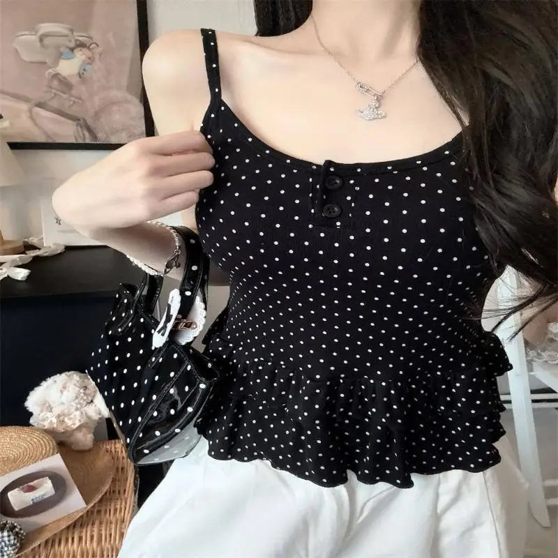 Women's Polka Dot Bandeau Cami Top | Slim Fit Summer