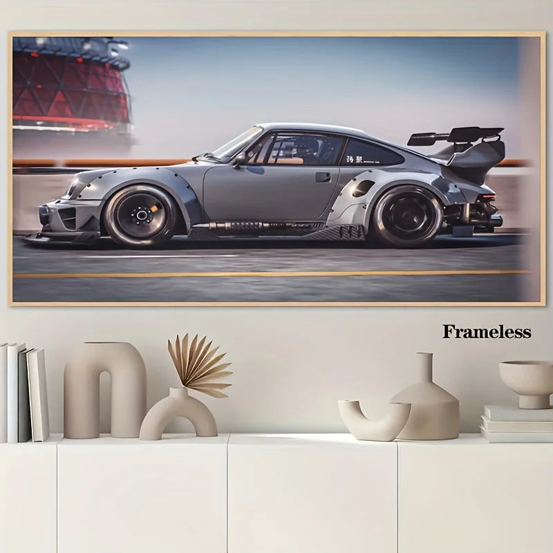 1pc Art Deco Racing Car Canvas Poster, Modern Frameless Encaustic Oil Print, Contemporary Vehicle-Themed Wall Art Indoor Decor Peaceful Pleasures Health and Wellness ZLH4282 30x60cm No Frame