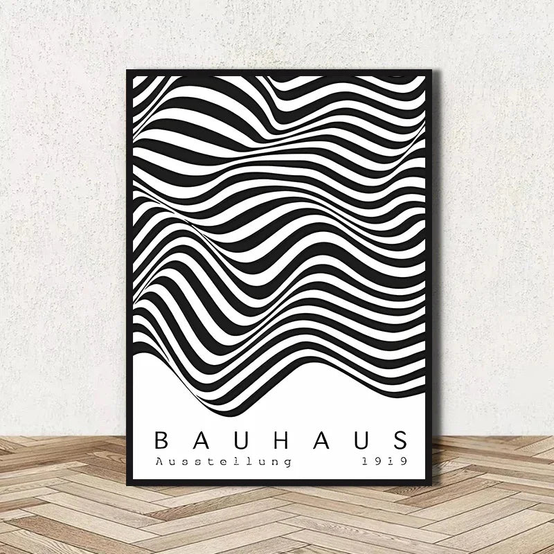 Abstract BAUHAUS art poster, line geometric pattern canvas art painting used for room wall and living room decoration, framel Peaceful Pleasures Health and Wellness DD08-23 40x50cm