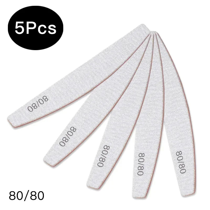 3/5/10Pcs Professional Nail File Sandpaper Strong Thick Nail Files Buffer For Manicure Sanding Half Moon Lime Nail Tools 100/180 Peaceful Pleasures Health and Wellness Q39125 5PCS