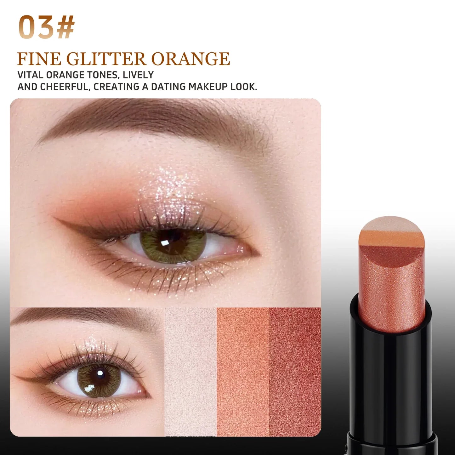 O'CHEAL 3-Color Glitter Eye Shadow Stick – Waterproof & Long-Lasting