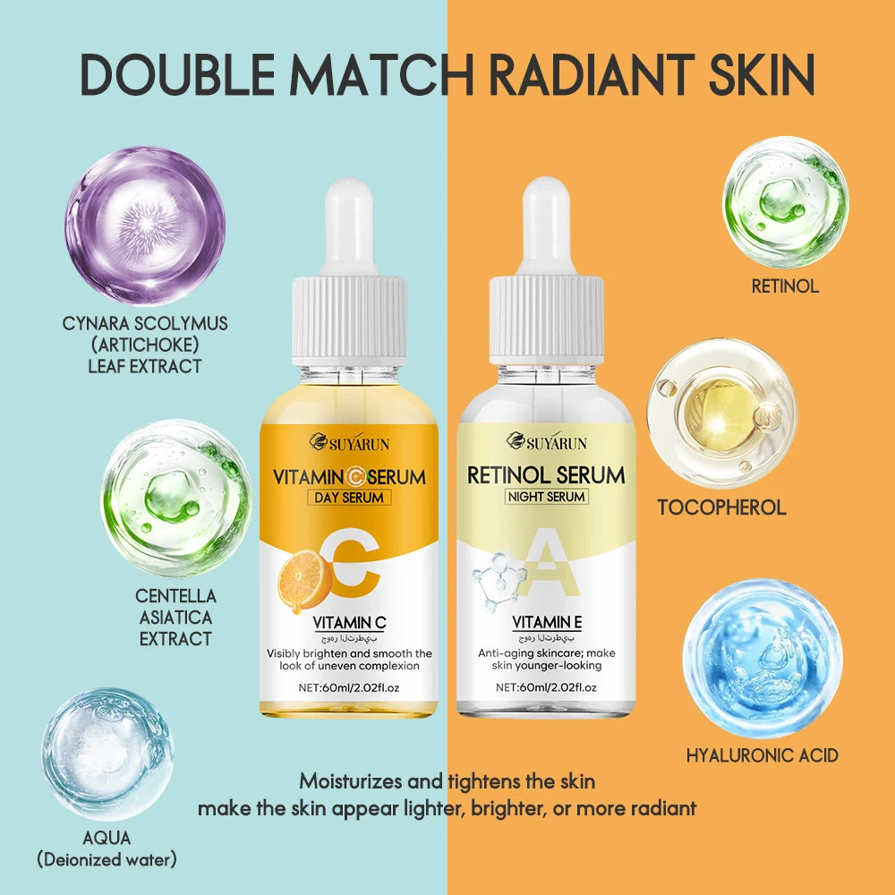 Vitamin C Face Essence and Retinol Face Essence two packs prevent rough improve dry lift and firm skin. Peaceful Pleasures Health and Wellness