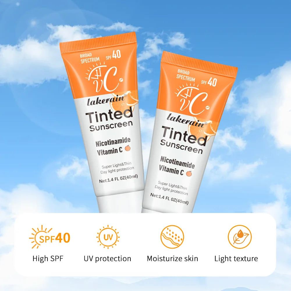 Lakerain Tinted Sunscreen SPF40+ Lightweight UV Foundation Cream