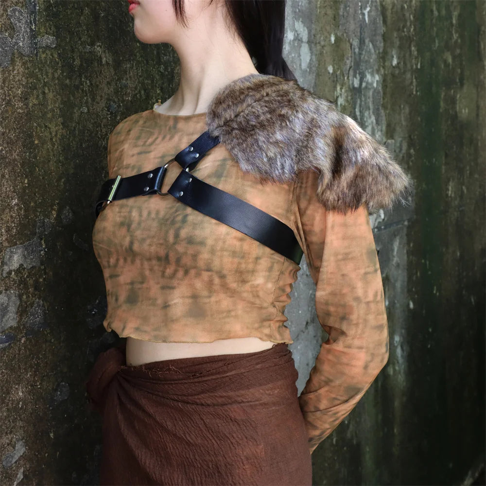 Medieval Renaiss Gladiator Leather Shoulder Armor Greek Barbarian