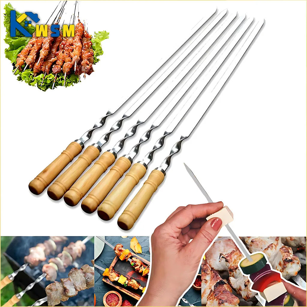 55cm Stainless Steel BBQ Skewers – 6–24 Pack Kebab Grill Sticks