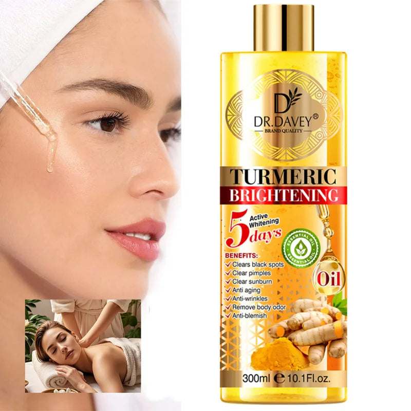 300ml Dr. Davey Turmeric Body Oil Moisturizing and Moisturizing the Skin with a Large Capacity of Whole-Body Oil for Body, Face Peaceful Pleasures Health and Wellness