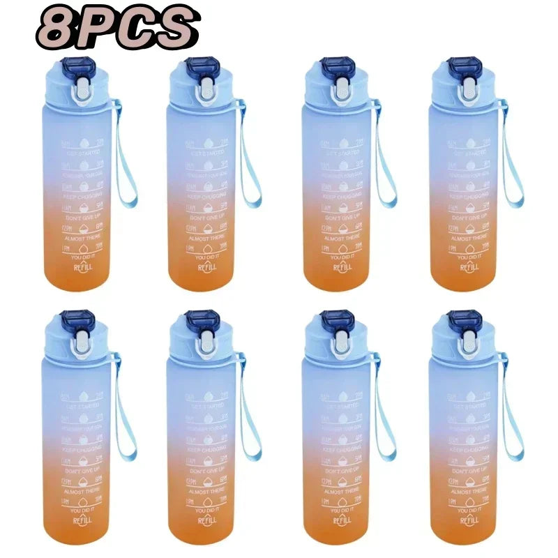 900ml Rainbow Frosted Sports Water Bottle with Straw – BPA-Free