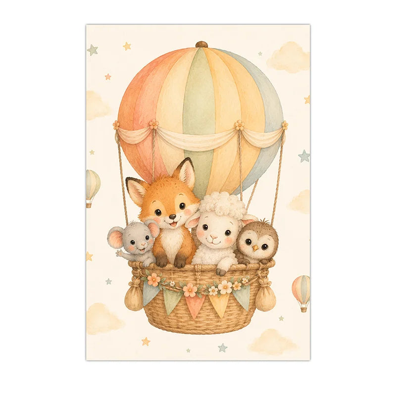 Jungle Animals Wall Art Safari Wildlife Canvas Painting Cute Cartoon Poster Print For Kids Room Nursery Wall Decor Peaceful Pleasures Health and Wellness 07 50x70cm NoFrame China Mainland
