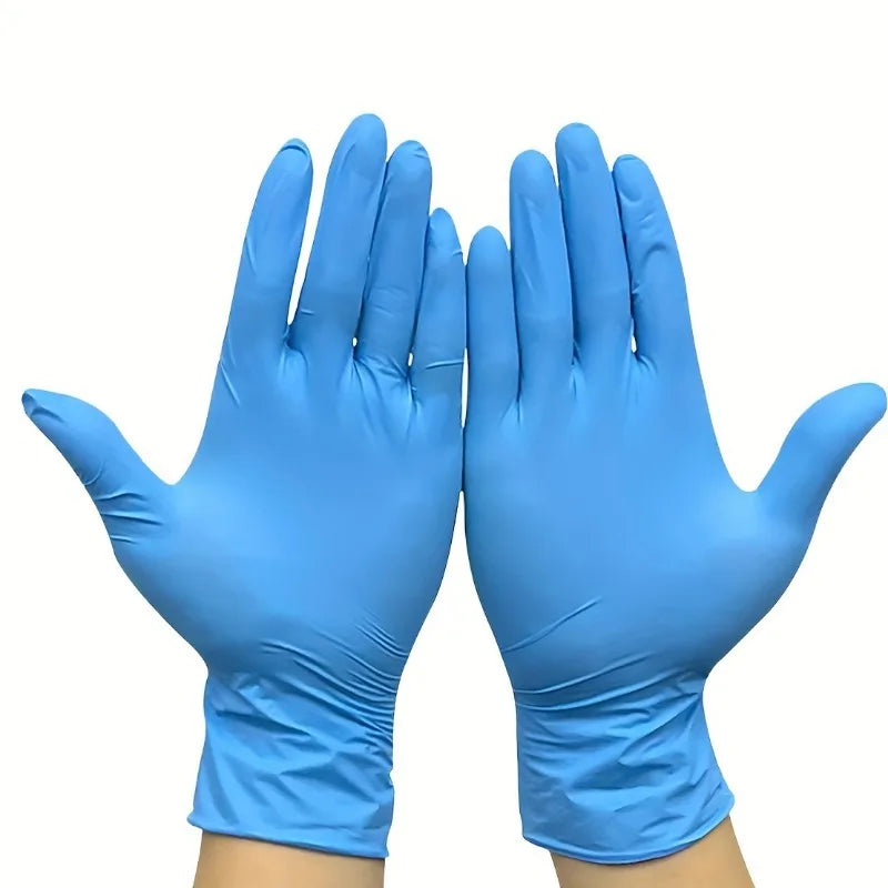 Disposable Nitrile Gloves Multi-color Auto Repair Food-grade Nitrile Gloves Thickened Durable and Comfortable 50pcs/100pcs Peaceful Pleasures Health and Wellness blue-100pcs M