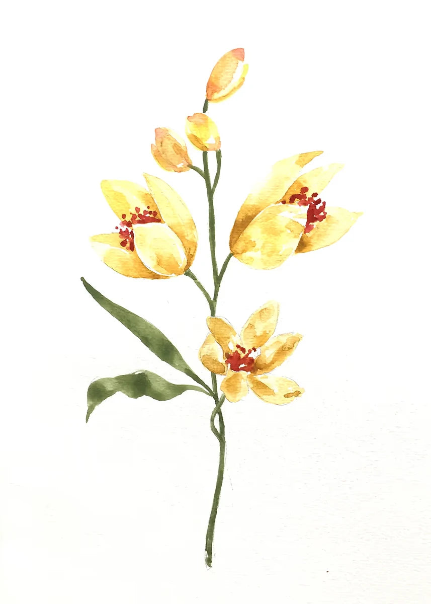 Watercolor Floral Canvas Wall Art Print | Unframed Poster