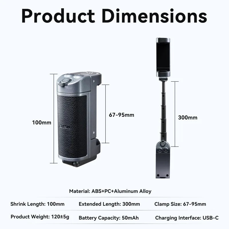 TELESIN Phone Camera Multifunction Selfie Handle Bluetooth Phone Stand Selfie Extendable Selfie Stick Detachable Remote Shutter Peaceful Pleasures Health and Wellness