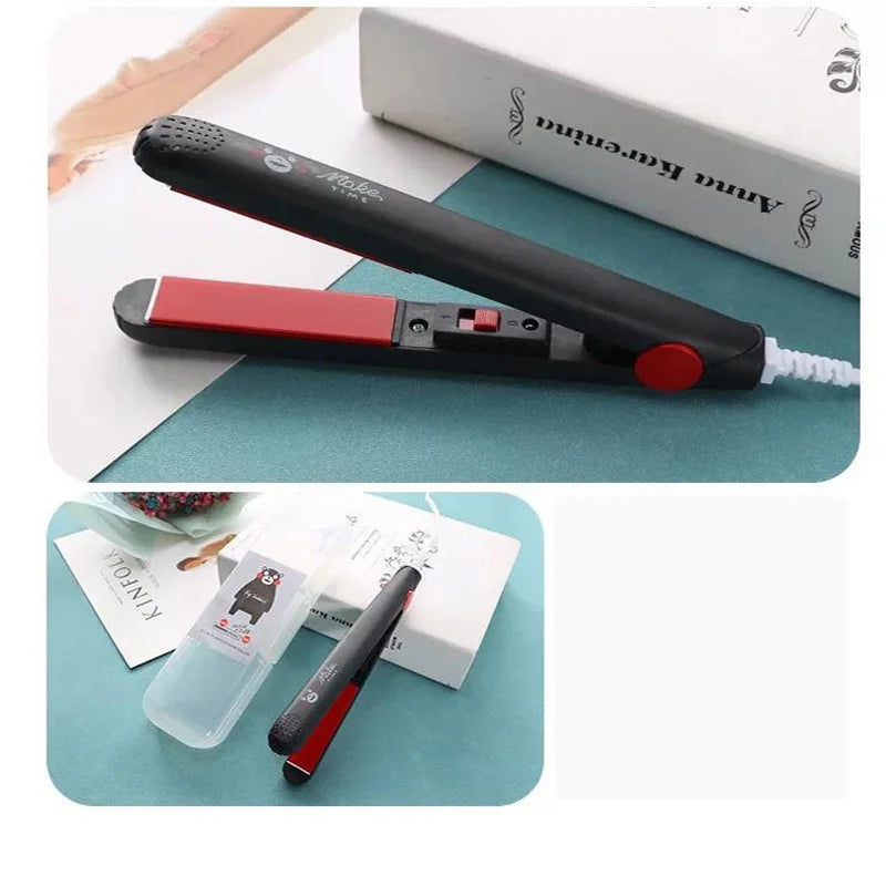 Hair Straightener Flat Iron 2 in 1 Mini Bangs Hair Straightener Beauty Flat Iron Heating Curler Ceramic Tourmaline Plate Peaceful Pleasures Health and Wellness black AU