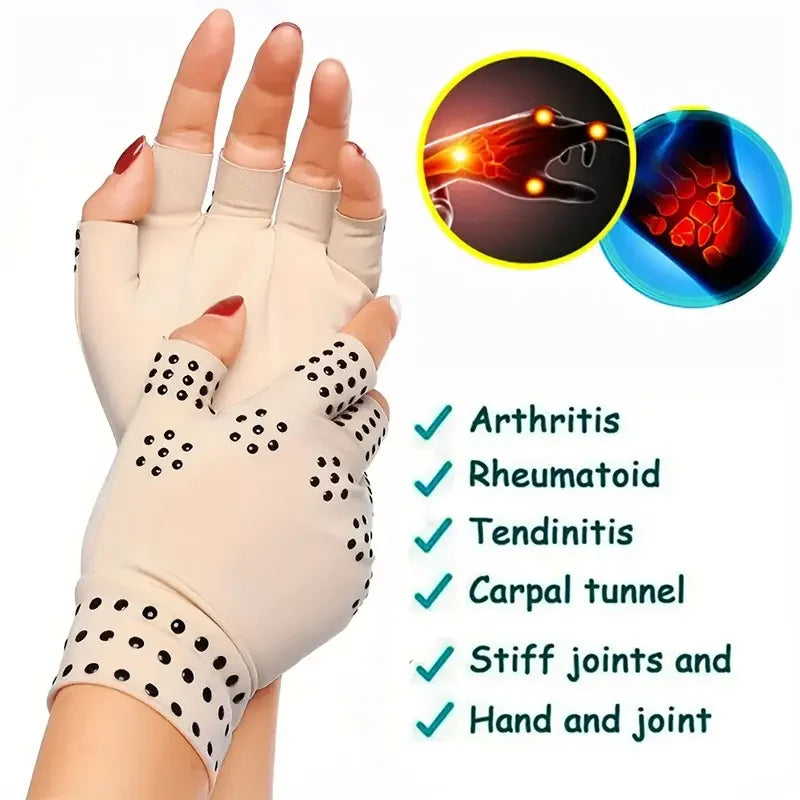 1Pair Magnetic Compression Arthritis Gloves - Wrist Brace & Anti-Slip Fingerless Hand Care Gloves For Women & Men Peaceful Pleasures Health and Wellness